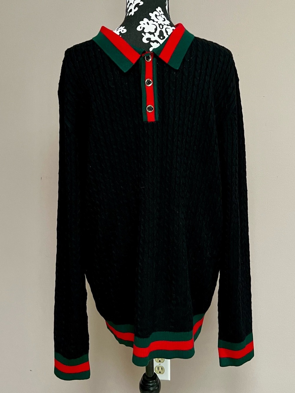 PRESTIGE ORIGINAL Men’s High-Rise 3.0 Polo Sweater Black Wool Blend
